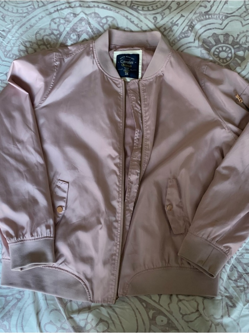 Cavalini Soft Blush Pink Bomber Jacket